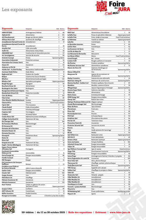 Foire du Jura Exposants 2025